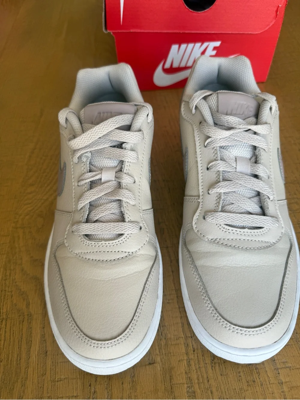 Nike Ebernon Low Beige White Lace Up Casual Sneakers